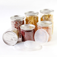 Pot en plastique PET à ouverture facile de 100 ml, 200 ml, 350 ml, 400 ml, 450 ml avec couvercle à anneau de serrage, boîtes en plastique transparentes, pots scellés pour l'emballage alimentaire