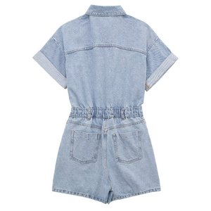 Gx7147 Phụ Nữ Của Mùa Hè Mới Đường Phố Mặc Sexy Jeans Bodysuit Playsuit Phụ Nữ Sexy Ngắn Tay Áo Một Mảnh Thanh Lịch Denim Jumpsuit - Product Image 5