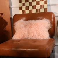 Échantillon disponible, Vente en gros, Housse de coussin en fourrure de mouton de Mongolie, Housse de coussin en peluche de mouton du Tibet pur, Décoration en fourrure de mouton bouclée