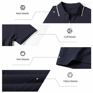 เสื้อโปโลคอวี แขนสั้น ผ้าถักลายริบแนวตั้ง สำหรับนักธุรกิจในรีสอร์ท สีสันตัดกัน ผลิตจากโพลีเอสเตอร์ 100% สไตล์สปอร์ต ขายส่งจำนวนมาก สำหรับฤดูร้อน - Product Image 4