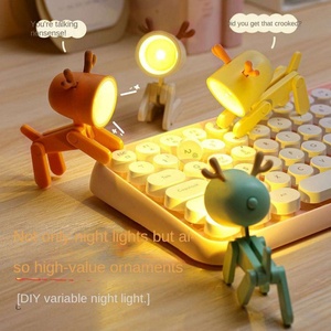 Modern Deer <b>Dog</b> Mini Night <b>Light</b> Cute Foldable ABS Material LED Desk Lamp Children Eye Protection Battery Dormitory Christmas - Product Image 1