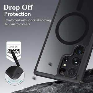 Funda de teléfono magnética para <span class=keywords><strong>Samsung</strong></span> <span class=keywords><strong>S23</strong></span> <span class=keywords><strong>Ultra</strong></span> <span class=keywords><strong>Plus</strong></span> 22, fundas móviles negras transparentes, funda trasera híbrida clásica resistente al amarilleo - Product Image 3