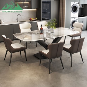 Tavolo da Pranzo di Lusso Italiano Wayon in Pietra Microcristallina con Gambe Incrociate, Set Moderno per Piccoli Appartamenti - Product Image 3