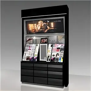 Floor Wall Black Drawers Makeup Make Up Display Stand Luxury Cosmetic Display Stand