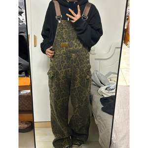 Overol Vaquero Delgado con Estampado de Leopardo Retro Americano para Mujer, Marca Hiromi 2025, Versátil, Pierna Recta y Ancha, Estilo Moderno, con Bolsillos, para Primavera y Otoño - Product Image 2