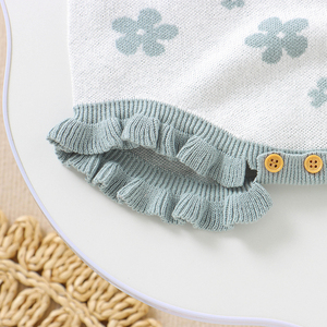 Mimixiong Offre Spéciale printemps été enfant en bas âge sans manches vêtements supérieurs nouveau-né bébé fleurs motif tricoté jarretelle pull - Product Image 6