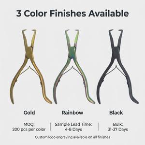 Pince de retrait pour extensions capillaires à anneaux nano, en acier inoxydable, à mâchoires en U, manche courbé, 3 couleurs, OEM, vente en gros pour salons - Product Image 3