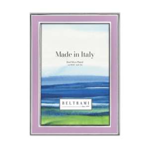 Beltrami Photo <b>Frame</b> <b>4x6</b> Inch Silver Plated Pink Metal Picture <b>Frame</b> Made in Italy - Product Image 1