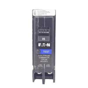 อีตัน BR 15 แอมป์ 1 ขั้ว เบรกเกอร์วงจรแบบรวม AFCI GFCI ชนิดเสียบปลั๊ก ใช้กับสายกลาง - Product Image 1