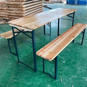 Ensemble table et banc pliants en bois pour festivals de bière en plein air, barbecues et pique-niques - Product Image 1