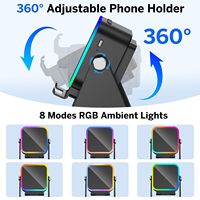 Haut-parleur sans fil inductif V5.3 5-en-1 avec support de téléphone, lumière d'ambiance RGB rechargeable, étanche IPX4 pour appareils numériques