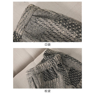 Women's Suit Set Herringbone Pattern Grey Polyester Anti-Wrinkle Casual Blazer With Belt And Trousers For Office Wear - Product Image 3