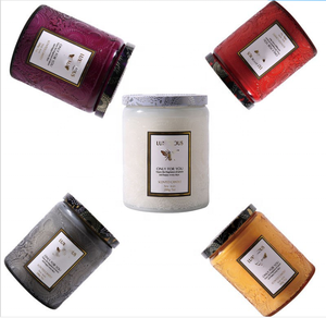 Vide en gros 250ML luxe fantaisie en verre coloré et design mason pot de bougie <span class=keywords><strong>pour</strong></span> la fabrication de bougies avec couvercle - Product Image 4