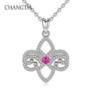 925 en argent sterling zircon cubique rose iris <span class=keywords><strong>Fleur</strong></span> <span class=keywords><strong>Fleur</strong></span> <span class=keywords><strong>De</strong></span> <span class=keywords><strong>Lys</strong></span> collier pendentif - Product Image 1