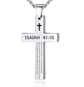 GIVELUCK bibbia ispiratrice Christian in acciaio inossidabile collana con ciondolo a croce per uomini e donne gioielli fede regali - Product Image 6