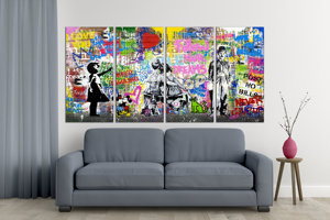 Pop Art Print Wall Decor Brainwash Canvas Extra Large Street Art Graffiti Urban Balloon Girl <span class=keywords><strong>Banksy</strong></span> Painting - Product Image 5