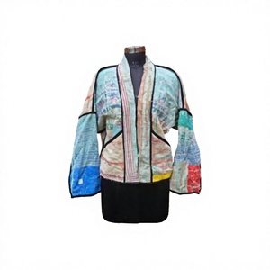 Trending Vintage <b>Kantha</b> Long Sleeve V-neck Women Indian Handmade Patchwork Beautiful Reversible Eco-Friendly 100% Cotton Cotton - Product Image 1