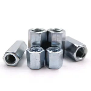 Zinc Plated Steel Hexagon Threaded Long Hex Coupling Connecting Nut Long Hex Nut