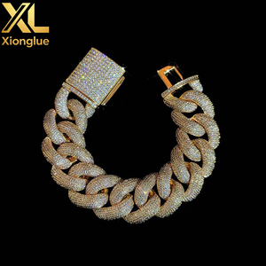 24K Gold Plated <b>Copper</b> Geometric Hip Hop Bling 25mm Width Cuban Chain Unisex <b>Bangles</b> - Product Image 6
