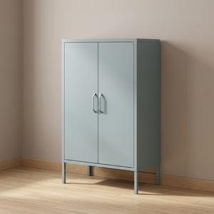 Armoire de rangement élégante gris clair pour bureau à domicile pratique avec poignées modernes fonctionnalités réglables pour une utilisation en extérieur de la salle de sport - Product Image 1