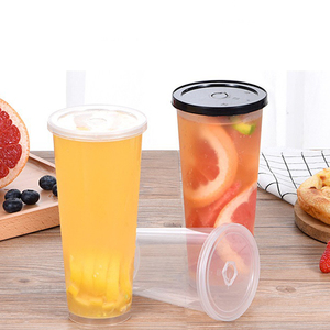 Vasos Desechables de 80 mm de Diámetro, con Base Alta, Moldeados por Inyección, Transparentes, Esmerilados, para Té con Leche, Resistentes al Calor, con Tapas Planas Negras - Product Image 1