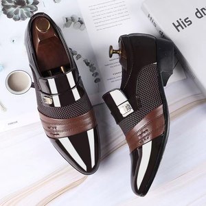 <b>Plus</b> <b>Size</b> Men's Formal Leather Shoes, Black Business Casual British Style, Breathable Mesh Footwear for Summer Wholesale - Product Image 1
