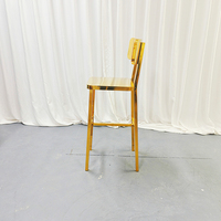 Tabouret de bar en acier inoxydable doré avec dossier, chaise haute pour comptoir, idéal pour mariage, bar, café, événements, mobilier