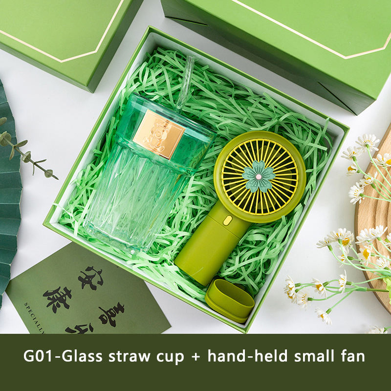 Glass straw cup+Fan