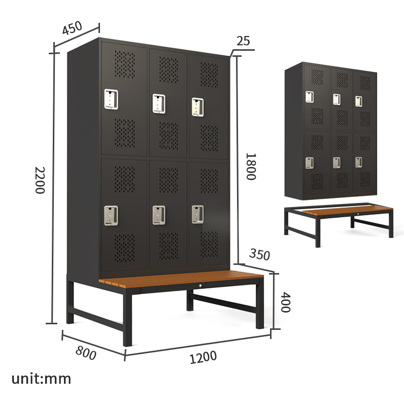 Environmental friendly metal bench locker cabinet with ventilation hole