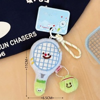 Porte-clés sportifs en peluche moelleuse, raquettes de tennis, jouets en peluche doux, breloques coréennes, pendentifs de sac à la mode pour femmes