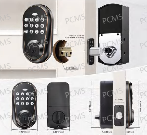 Keyless Stainless Steel Lever Handle Smart Fingerprint Digital Door Lock Set for Interior Rooms Hotel Apartment 60mm 50mm