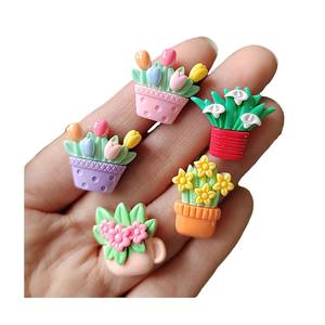 100 pièces Kawaii Flatback résine tulipe Roses en <span class=keywords><strong>pot</strong></span> <span class=keywords><strong>fleur</strong></span> embellissement décoration artisanat Scrapbooking <span class=keywords><strong>bricolage</strong></span> pinces à cheveux accessoires - Product Image 3