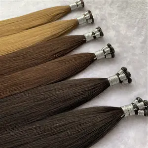 Wholesale #60 Blonde European Remy HandTied Hair Extensions Cuticle Intact Virgin Human Hiar Extension Hand Tied Weft