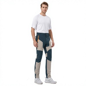 Pantalon de travail homme color block, poids moyen, polyester, imperméable, séchage rapide, plusieurs poches, braguette zippée, style été - Product Image 1