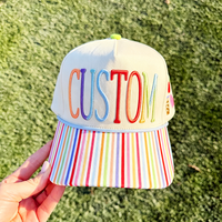 Casquettes Snapback Personnalisées avec Visière Arc-en-ciel, Casquettes Trucker à 5 Panneaux Color Block, Casquettes de Baseball à Visière Colorée