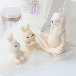 Moules à bougies d'animaux en méditation, moules en résine de lapin et <span class=keywords><strong>bouledogue</strong></span> pour le yoga, décoration de festival, sculpture de grenouille et chaton en prière, moule en silicone pour cire - Product Image 5