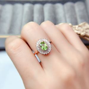 Anillo de Piedra Verde Vintage para Mujer, Anillo de Compromiso de Lujo, Anillos de Boda para Mujer, Joyería - Product Image 1