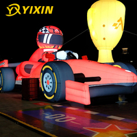 Decoración Temática de Carreras para Eventos Comerciales al Aire Libre, Modelo de Coche de Fórmula de Simulación, Coche de Carreras Inflable Gigante con Figura de Piloto