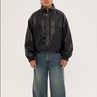 Blouson Bomber en Cuir Homme Oversize Col Montant Zippé Imperméable – Fabricant de Vestes en Cuir Personnalisées Manteau d'Extérieur