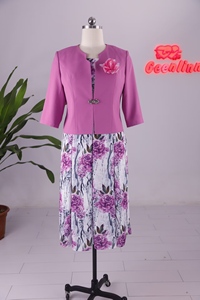 Ensemble robe et veste fleurie 2 pièces pour femmes grandes tailles, élégant, mi-long, imprimé, vêtements grande taille - Product Image 4