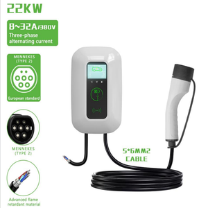 Borne de recharge murale triphasée pour VE, modèle classique AC22KW, type 2 EU, câble ignifuge 5*6MM2, pour intérieur/extérieur, chargeur rapide pour VE - Product Image 1
