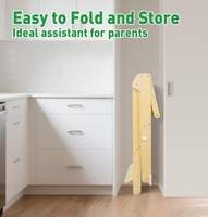 Tabouret d'apprentissage pliable en bois moderne pour tout-petits avec 3 hauteurs réglables pour les comptoirs de la cuisine et de la salle de bain à la maison