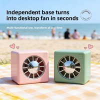 Ventilateur de bureau géométrique carré, mini ventilateur portable à accrocher à la taille, ventilateur USB silencieux à 3 vitesses intégré, design empilable type blocs de construction musicaux