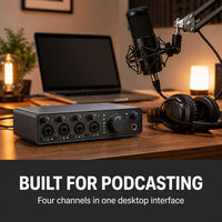 Interface audio USB 4 canaux, alimentation fantôme 48V, sans pilote, pour enregistrement sur ordinateur, podcasting, streaming en direct