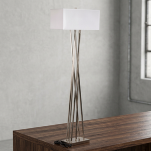 Lampadaire décoratif en métal en laiton AK avec base rectangulaire en nickel fini pour la décoration intérieure de la maison - Product Image 2