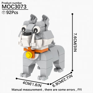 Animaux de ferme Chiens Bouledogue <span class=keywords><strong>français</strong></span> Caniche Schnauzer Husky sibérien Blocs de construction MOC Jouets DIY pour enfants MOC3069-MOC3079 - Product Image 6