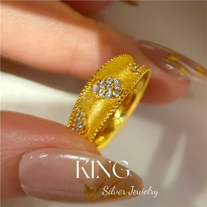 King Silver Jewelry Gourd Shape <b>Ring</b> Gold And Silver Pave Setting Unisex Everyday Wear - Product Image 2