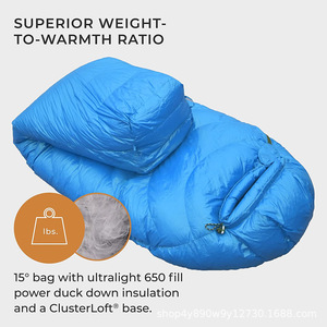 Sac de couchage Woqi Mummy 650Fp en duvet de canard ultraléger bleu royal pour adultes, randonnée, backpacking, 78 pouces, nylon respirant - Product Image 3
