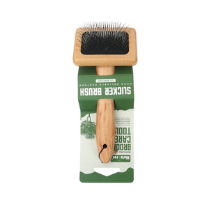 Brosse à poils pour chien à faible MOQ en gros d'usine, brosse auto-nettoyante professionnelle en bois à double face pour le toilettage des animaux de compagnie, pour les chats à poils longs - Product Image 2