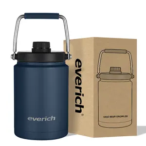 Everich 32Oz/64/128Oz Chân Không Cách Nhiệt Bằng Thép Không Gỉ Bia Đồng Growler Chai Nước Ngoài Trời Bia Growler Hai Lớp